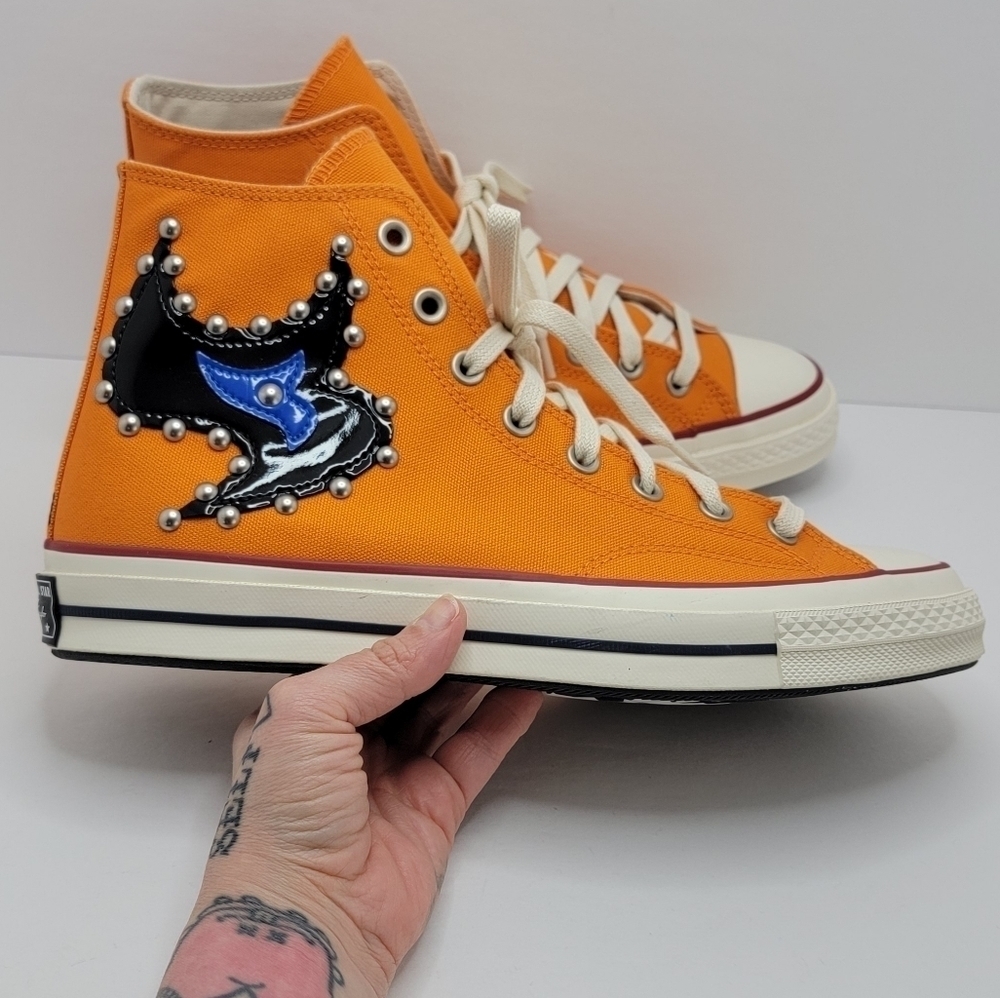 Converse × Come Tees Chuck 70s Star Path orange canvas hi-top sneakers WMS 6.5 - Picture 5 of 17